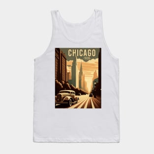 1930s Chicago at Sunset: Stunning Vector Landscape Tank Top